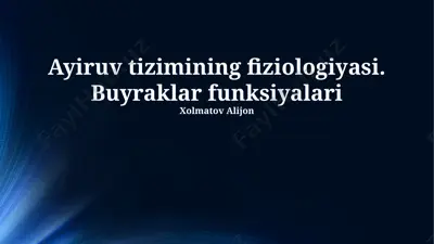 ayiruv tizimining fiziologiyasi. buyraklar funksiyalari — PPTX