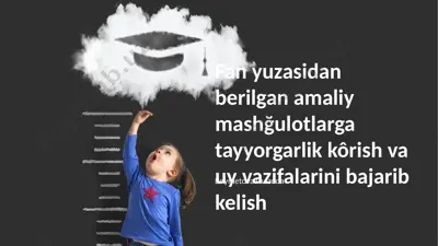 fan yuzasiga tayyorgarlik va uy vazifalarini bajarib kelish — PPTX