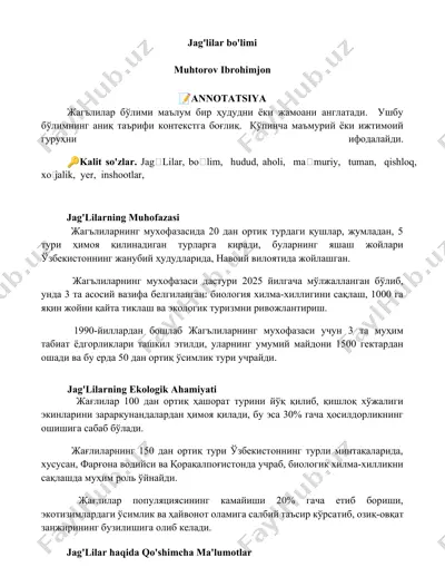jag'lilarning muhofazasi — DOCX
