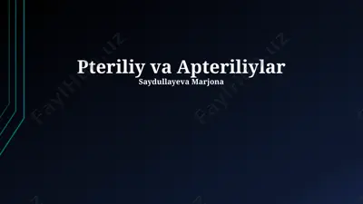pteriliy va apteriliylar — PPTX