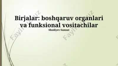 birjalar: boshqaruv organlari va funksional vositachilar — PPTX