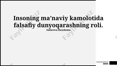 insoning ma’naviy kamolotida falsafiy dunyoqarashning roli — PPTX