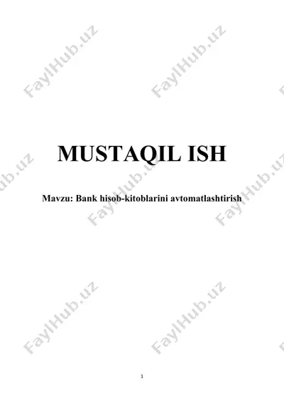 bank hisob-kitoblarini avtomatlashtirish — DOCX