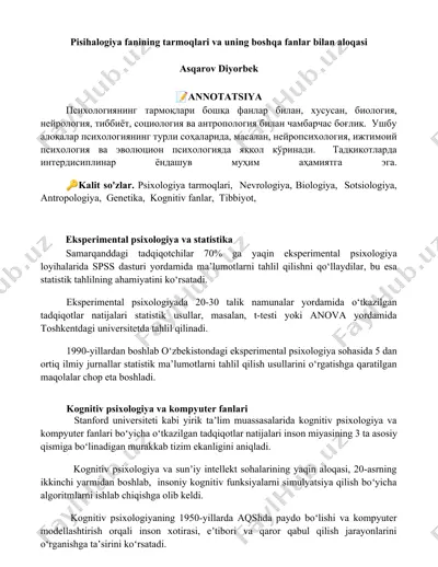eksperimental psixologiya va statistika — DOCX