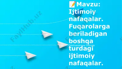 ijtimoiy nafaqalar. fuqarolarga beriladigan boshqa turdagi ijtimoiy nafaqalar. — PPTX