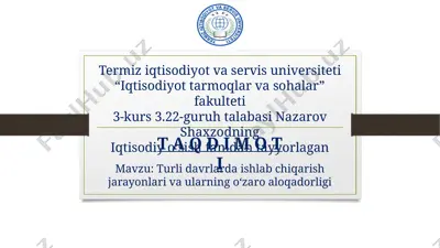 turli davrlarda ishlab chiqarish jarayonlari va ularning o‘zaro aloqadorligi — PPTX