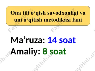 ona tili o‘qish savodxonligi va uni o‘qitish metodikasi fani — PPTX