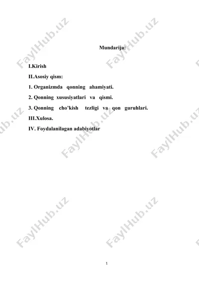 qonning asosiy funksiyalari — DOCX