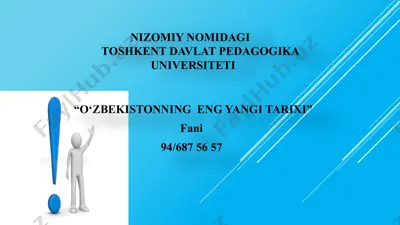 "o'zbekistonning eng yangi tarixi" fanining predmeti, maqsadi va vazifalari va nazariy metodologik tamoyillari — PPTX