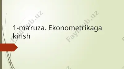 ekonometrikaga kirish — PPTX