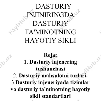 dasturiy injiniringda dasturiy ta'minotning hayotiy sikli — PPTX