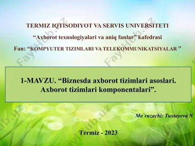biznesda axborot tizimlari asoslari. axborot tizimlari komponentalari — PPTX