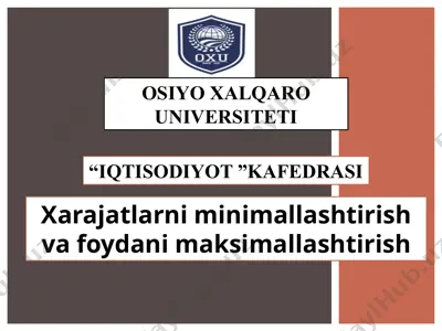 xarajatlarni minimallashtirish va foydani maksimallashtirish — PPTX