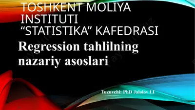 regression tahlilning nazariy asoslari — PPTX