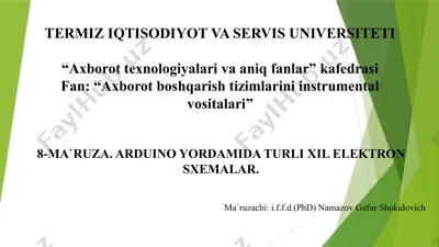 arduino yordamida turli xil elektron sxemalar — PPTX