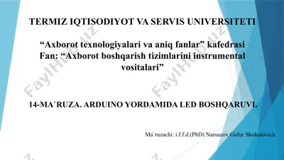 arduino yordamida led boshqaruv — PPTX