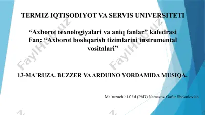 buzzer va arduino yordamida musiqa — PPTX