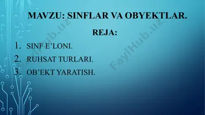 sinflar va ob'yektlar — PPTX