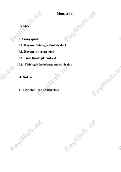 odam va hayvonlar fizologiyas shakilantirishi va rivojlantirish tarxi — DOCX