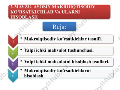 mamlakat iqtisodiyotini ifodalovchi iqtisodiy ko‘rsatkichlar — PPTX