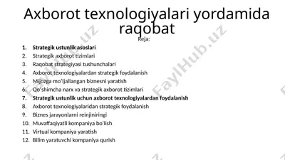 axborot texnologiyalari yordamida raqobat — PPTX