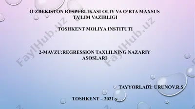 regression taxlilning nazariy asoslari — PPTX