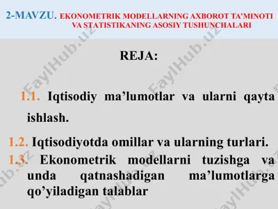 ekonometrik modellar — PPTX
