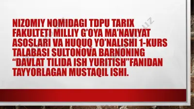 o'zbek tilining taraqqiyot bosqichlari va davlat tilining nufuzini orttirish bo'yicha hukumat qarorlari — PPTX