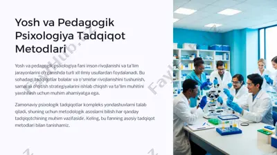 yosh va pedagogik psixologiya tadqiqot metodlari — PPTX