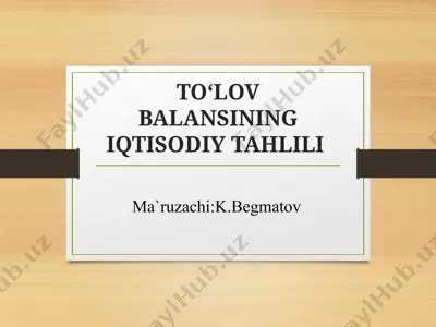 to‘lov balansining iqtisodiy tahlili — PPTX