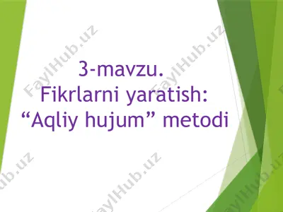 fikrlarni yaratish: “aqliy hujum” metodi — PPTX