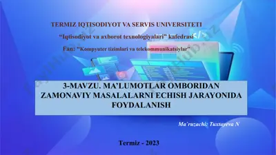 ma’lumotlar ombori rеkdaktorlarni asosiy tushunchasi va ishlash printsiplari — PPTX