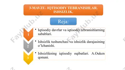 ishlab chiqarish, bandlilik va inflatsiya davriy tebranishi — PPTX