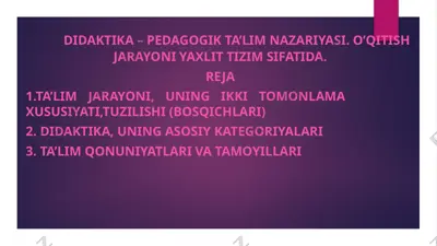 didaktika – pedagogik ta’lim nazariyasi — PPTX