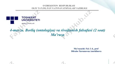 borliq (ontologiya) va rivojlanish falsafasi — PPTX