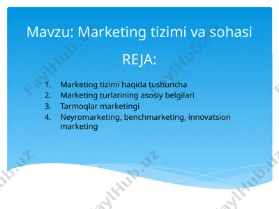 marketing tizimi va sohasi — PPTX