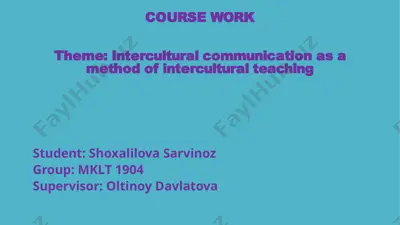 intercultural communication as a method of intercultural teaching — PPTX