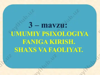 umumiy psixologiya faniga kirish — PPTX