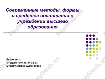современные методы, формы и средства воспитания в учреждении высшего образования — PPTX