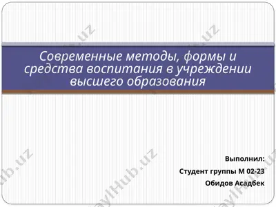 современные методы, формы и средства воспитания в учреждении высшего образования — PPTX