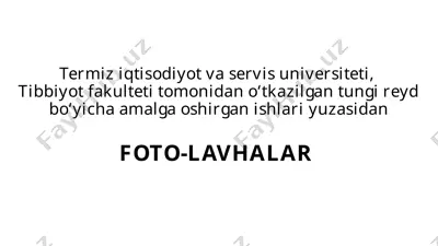 termiz iqtisodiyot va servis universiteti tungi reyd bo‘yicha amalga oshirgan ishlari — PPTX