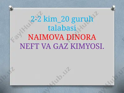 neft va gaz kimyosi. neft mahsulotlarini tarkibini aniqlash usullari — PPTX