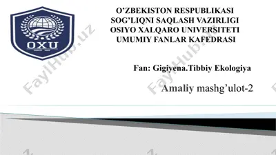 shaxsiy ovqatlanishning adekvatligini o’rganish — PPTX