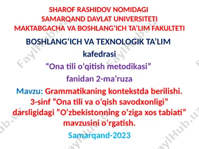 "ona tili o‘qitish metodikasi" — PPTX