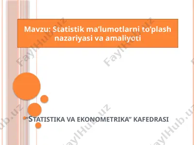 statistik ma’lumotlarni to‘plash nazariyasi va amaliyoti — PPTX