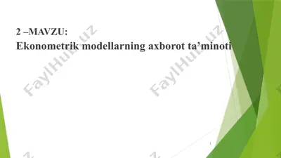 ekonometrik modellarning axborot ta’minoti — PPTX