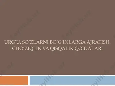 so'zlarni bo'g'inlarga ajratish. cho'ziqlik va qisqalik qoidlari — PDF