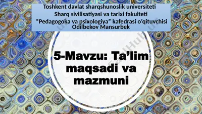 ta’lim maqsadi va mazmuni — PPT