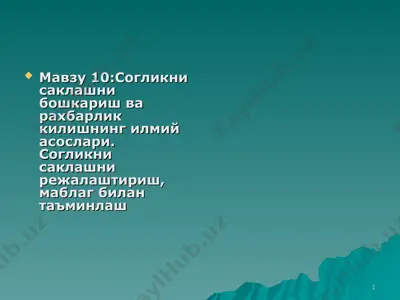 sog'likni saqlashni boshqarish va rahbarlik — PPT