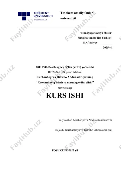 xatolarni to'g'irlash va ularning oldini olish — DOCX